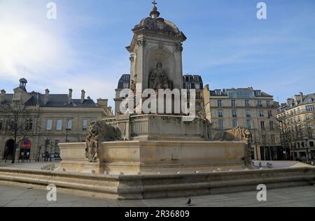 Brunnen Saint-Sulpice - Paris, Frankreich Stockfoto