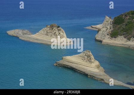 Cap Drastis - malerische Küste in der Nähe von Sidari, Korfu, Griechenland Stockfoto