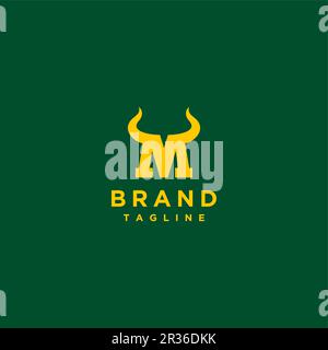 Auffälliges M-Logo mit Hornakzent. Logo mit M-Motiv und Horn. Auffälliges M-Logo mit Hornakzent. Stock Vektor