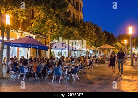 terraza de Bar, plaza de Espanya, Palma, Mallorca, balearen, spanien, europa. Stockfoto