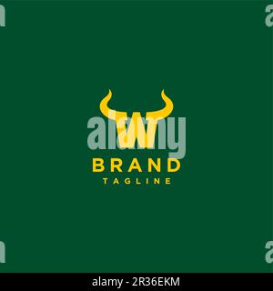Logo mit „W“-Motiv und Horn. Auffälliges „W“-Logo mit Hornakzent. Stock Vektor
