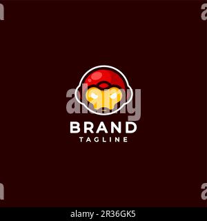 Roter, süßer Roboterkopf mit ausgezeichnetem Gesicht. Roter, Süßer Roboterkopf. Roter, süßer Roboterkopf mit ernstzunehmendem Gesicht. Stock Vektor