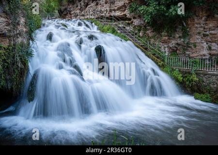 Trillo Wasserfall, La Alcarria, Guadalajara, Spanien. Stockfoto