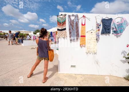 Mercado de Segunda mano, Sant Francesc Xavier, Formentera, Balearen, Spanien. Stockfoto