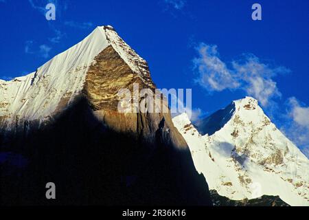 Peaks Bhagirathi Parbat (6856m.) . Himalaya Garhwal. Uttar Pradesh.Indien.Asien. Stockfoto