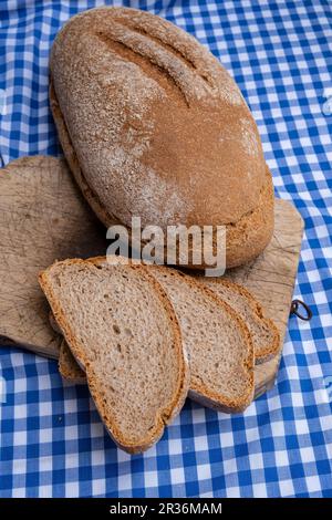 Pages Brot, Can Jeroni Bäckerei, Sant Francesc, Formentera, Pitiusas Inseln, Balearengemeinschaft, Spanien. Stockfoto