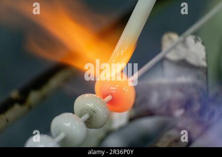 Opalina, fundido de La Fabrica de Perlas Orquidea, Montuiri, Mallorca, Balearen, Spanien. Stockfoto