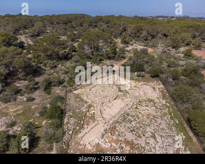 Archäologische Stätte Barbarìa II , Formentera, Pitiusas-Inseln, Balearengemeinschaft, Spanien. Stockfoto