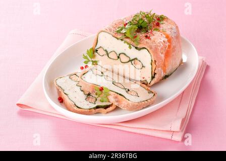 Festliche geräucherte Fischterrine Stockfoto