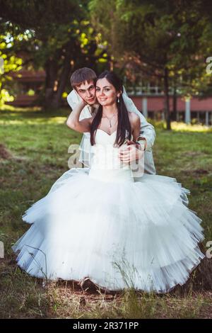 Glückliches Hochzeitspaar Stockfoto