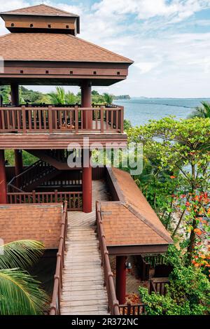 Sentosa Island Sentosa Siloso Beach Observatory Pavillon in Singapur Stockfoto