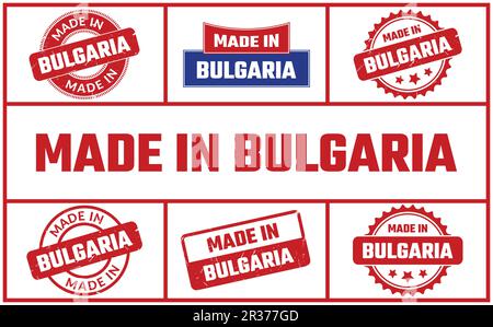 Hergestellt In Bulgarien Gummistempel-Set Stock Vektor