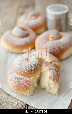 Ensaimades (Hefe Gebäck aus Mallorca) Stockfoto