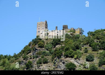 KAMP-BORNHOFEN, DEUTSCHLAND, SEPTEMBER 2: Schloss Liebenstein in Kamp-Bornhofen, Deutschland, am 2. September 2013. Das Schloss wurde in den 13. Jahren erbaut Stockfoto