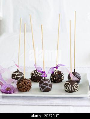 Schoko-Cake pops Stockfoto