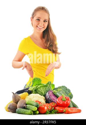 Komposition mit unterschiedlichsten frischen rohen Bio-Gemüse Stockfoto