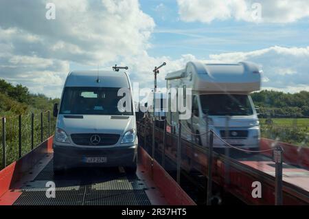 Mit dem Auto zur Insel Sylt, Hindenburgdamm, Nord-Friesland, Schleswig-Holstein, Deutschland Stockfoto