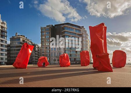 Kunst, Felsen-Fremde, Arne Quinze, Deich, Ostende, Belgien Stockfoto