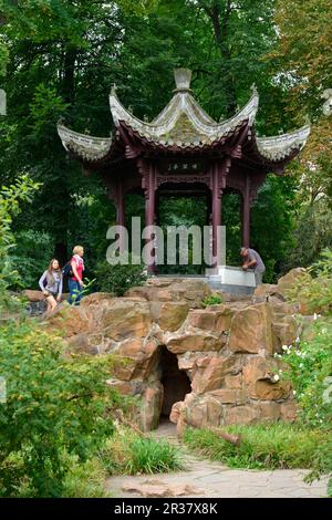 Chinesischer Garten, Bethmannpark, Frankfurt am Main, Hessen, Deutschland Stockfoto