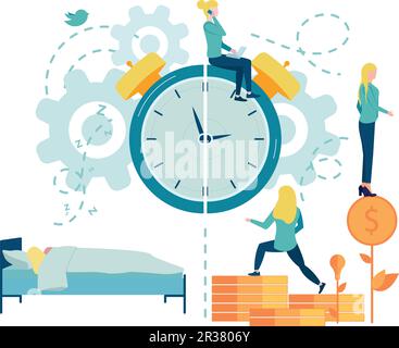 Zeitmanagement. Zeitmanagement. Projekte und Fristen. Stock Vektor