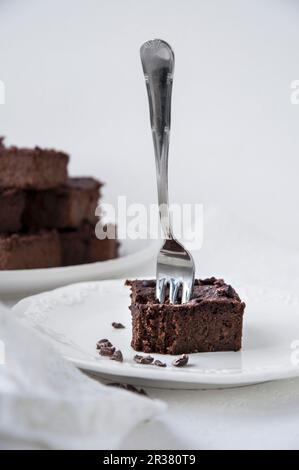 Süßkartoffelbrownies mit Kakaopulver Stockfoto