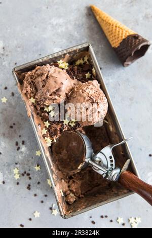 Dreifach Schokoladeneis Stockfoto