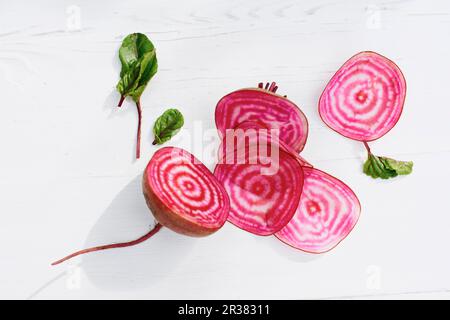 Rote Rüben der Sorte „Tonda di Chioggia“ Stockfoto