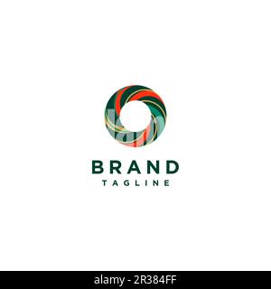 Buchstabe O mit farbenfrohem abstraktem Motiv. Vorlagen mit dem Großbuchstaben O-Logo und abstrakten Motiven machen die Kamera trendy und enthusiastisch. Stock Vektor