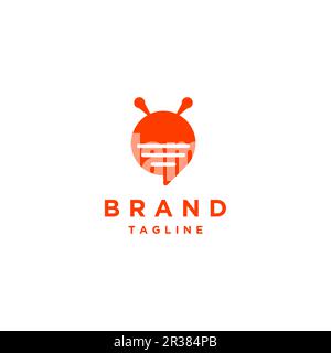 Blasentext in Form eines Bee-Symbols. Einfaches Logo-Design mit orangefarbenem Blasentext und Bienenantenne. Stock Vektor