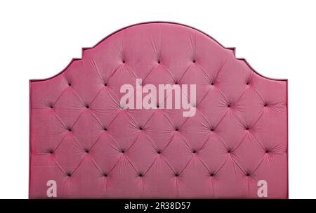 Pink velvet bed Headboard isoliert auf weißem Stockfoto