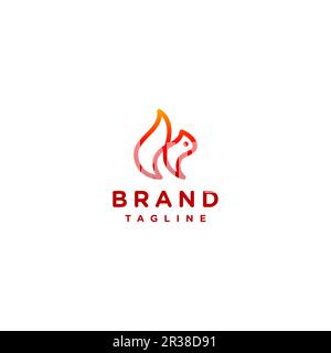 Modernes Eichhörnchen-Design. Einfaches Eichhörnchen-Tierumriss-Logo in Form eines Brandzeichens. Stock Vektor