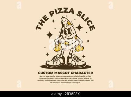 Klassisches Maskottchen-Design mit Pizzascheibe Stock Vektor