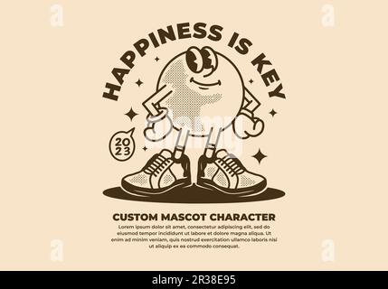 Klassisches Maskottchen-Design mit Kugelkopf Stock Vektor