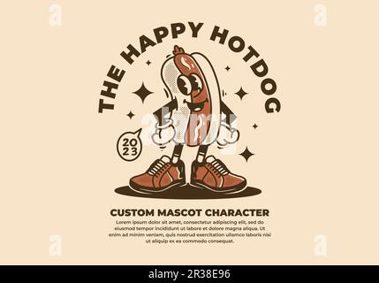 Klassisches Maskottchen-Design des Hotdogs Stock Vektor