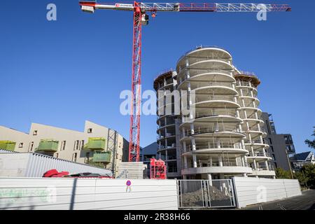 FRANKREICH. GIRONDE (33). BORDEAUX. BAUSTELLE AUF DER WET DOCKS-BAUSTELLE. (ES BRACHTE DIE HAFENAKTIVITÄTEN VON BORDEAUX IM BEZIRK BACA ZUSAMMEN Stockfoto