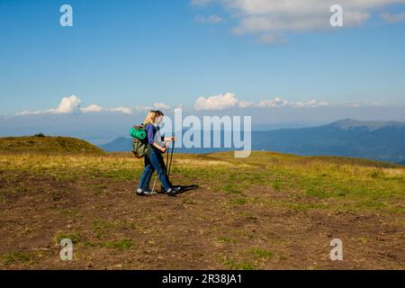 Nordic walking Ausbildung von Paar Stockfoto