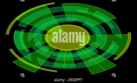 Isometrisches digitales Auge auf schwarzem Hintergrund isoliert. Kreisförmiger Clipart. Vektor. Stock Vektor