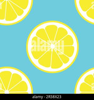 Sommer nahtlose Zitronenschnitte mit Muster auf blauem Hintergrund Stock Vektor