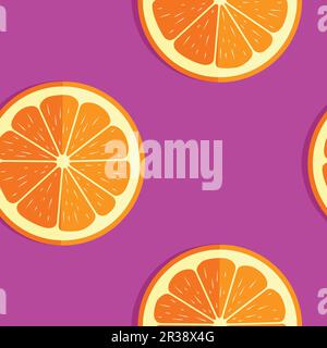 Sommer Nahtloses Muster Orange Schnitte auf magentafarbenem Hintergrund Stock Vektor