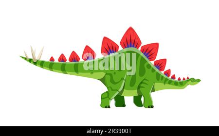 Cartoon Stegosaurus Dinosaurier-Figur. Jurassic Epoche Biest, alte Wildtiere oder prähistorische Eidechse. Ausgestorbenes Reptil, Paläontologie Stegosaurus süße Dinosaurier-Vektorpersönlichkeit mit Wirbelsäulenplatten Stock Vektor