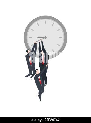 Deadline-Manager warten auf die Uhr. Konzept der Stoppzeit zur Lösung von Arbeitsaufgaben. Zu wenig Projektzeit. Stoppzeit Stock Vektor