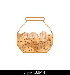 Kekse in JAR Pixel Art. 8-Bit-Food pixelierte Vektordarstellung Stock Vektor