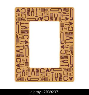 Extras Rahmen Hintergrund und Platzierung für Text. Säge und Bürste, Hämmer, Zangen. Kelle und Klemme. Stock Vektor