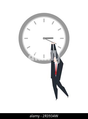 Deadline-Manager warten auf die Uhr. Konzept der Stoppzeit zur Lösung von Arbeitsaufgaben. Zu wenig Projektzeit. Stoppzeit Stock Vektor