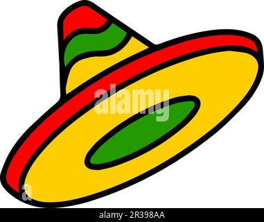 Mexikanischer Sombrero mit Verzierung oben. Vektor farbenfrohe Illustration eines traditionellen mexikanischen Hutes Stock Vektor