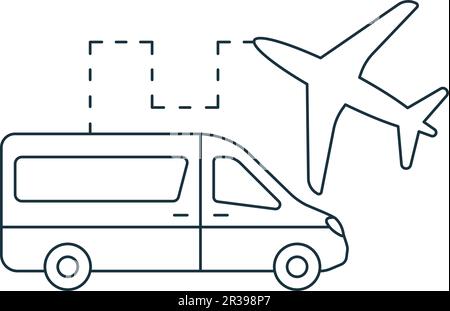 Symbol für Flughafentransfer. Einfarbiges einfaches Schild aus der Airport Elements Collection. Symbol für Flughafentransfer für Logo, Vorlagen, Webdesign und Infografiken. Stock Vektor