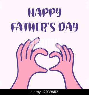 Happy Vaters Day, Grußkartenbanner oder Poster. Die Hand der Kinder und Väter bildet eine Herzvektordarstellung. Stock Vektor