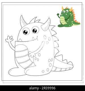 Malbuch für Kinder, Cartoon-Monster, Aliens. Vektordarstellung auf weißem Hintergrund. Stock Vektor