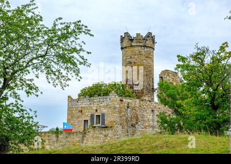 Schloss Mühlburg, eine der sogenannten drei Gleichen Schlösser in Mühlberg, Gemeinde drei Gleichen, Thüringen, Deutschland. Stockfoto