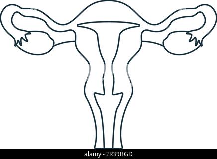 Uterussymbol. Monochromes einfaches Zeichen aus der Anatomie-Sammlung. Uterussymbol für Logo, Vorlagen, Webdesign und Infografiken. Stock Vektor
